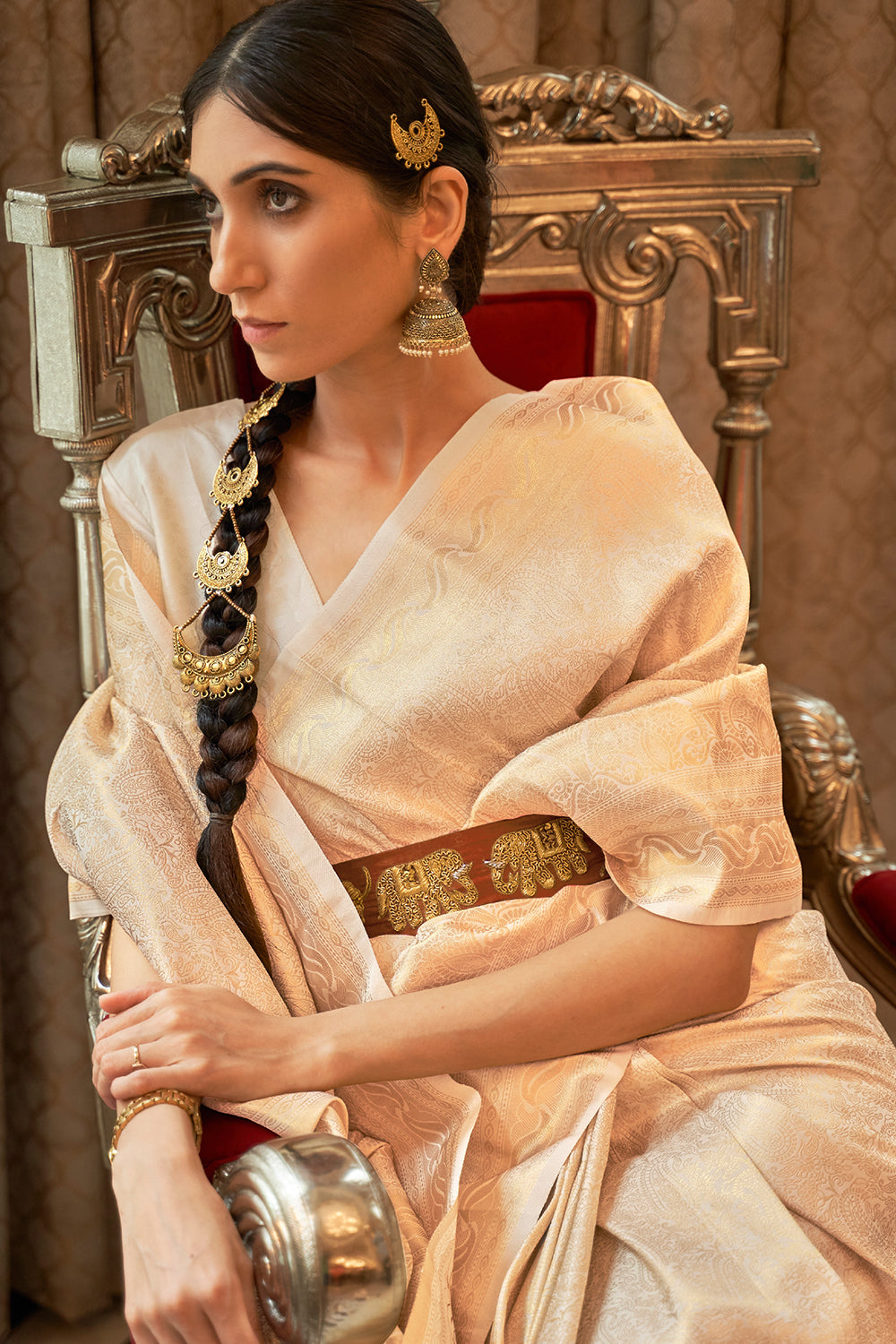 off white cream kanjivaram saree 5