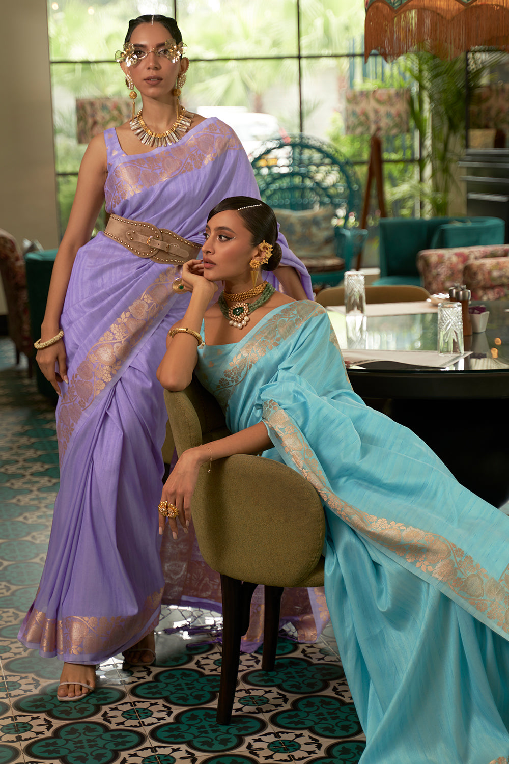periwinkle purple tussar silk saree 5