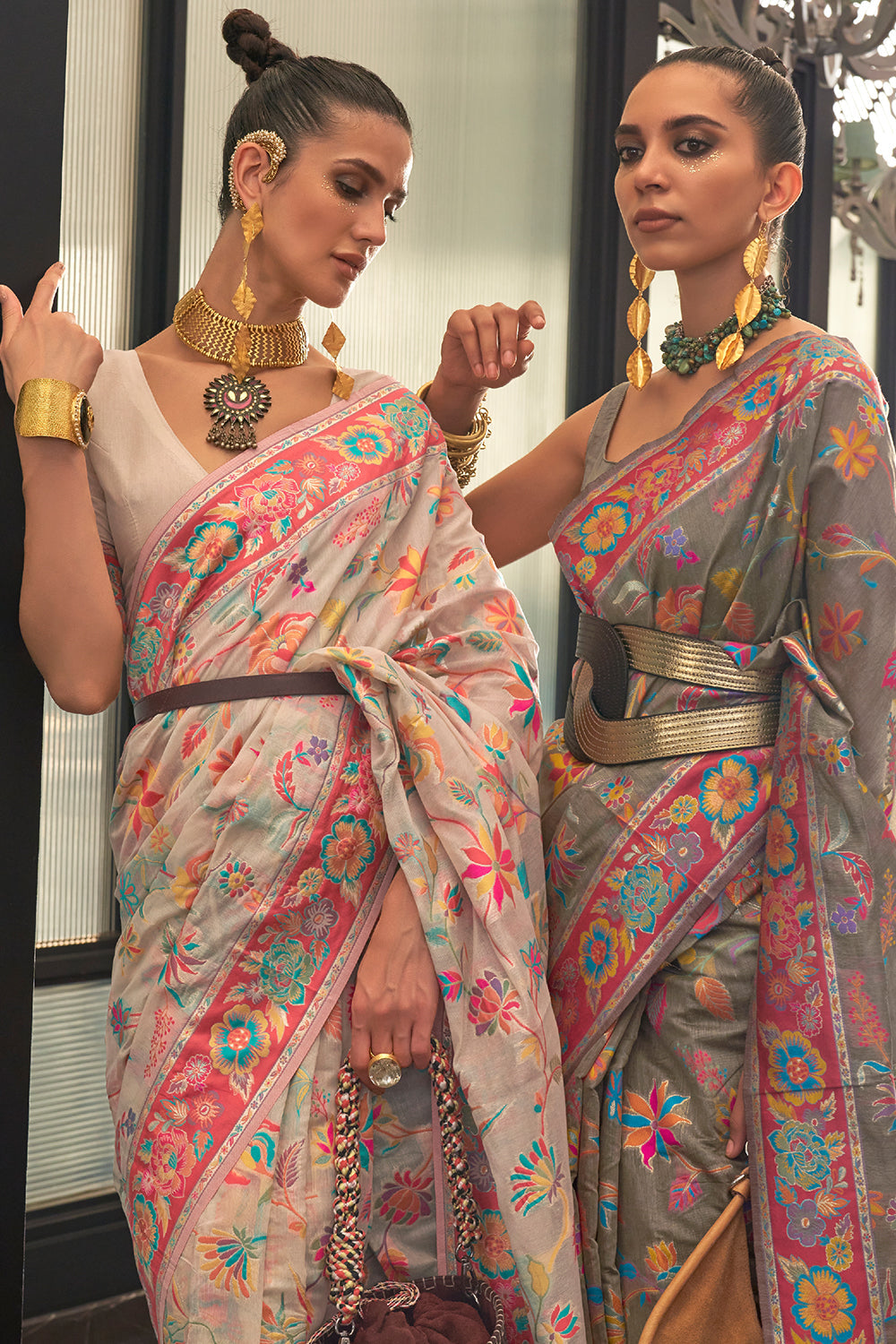 off white georgette saree 5