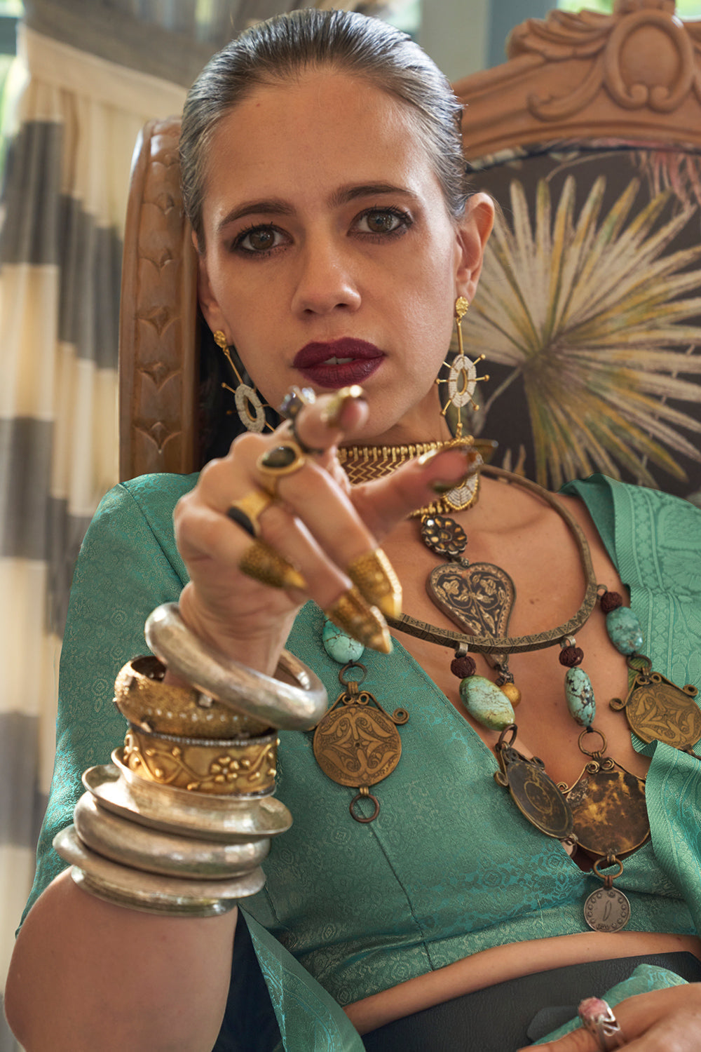 tiffany blue satin saree 4