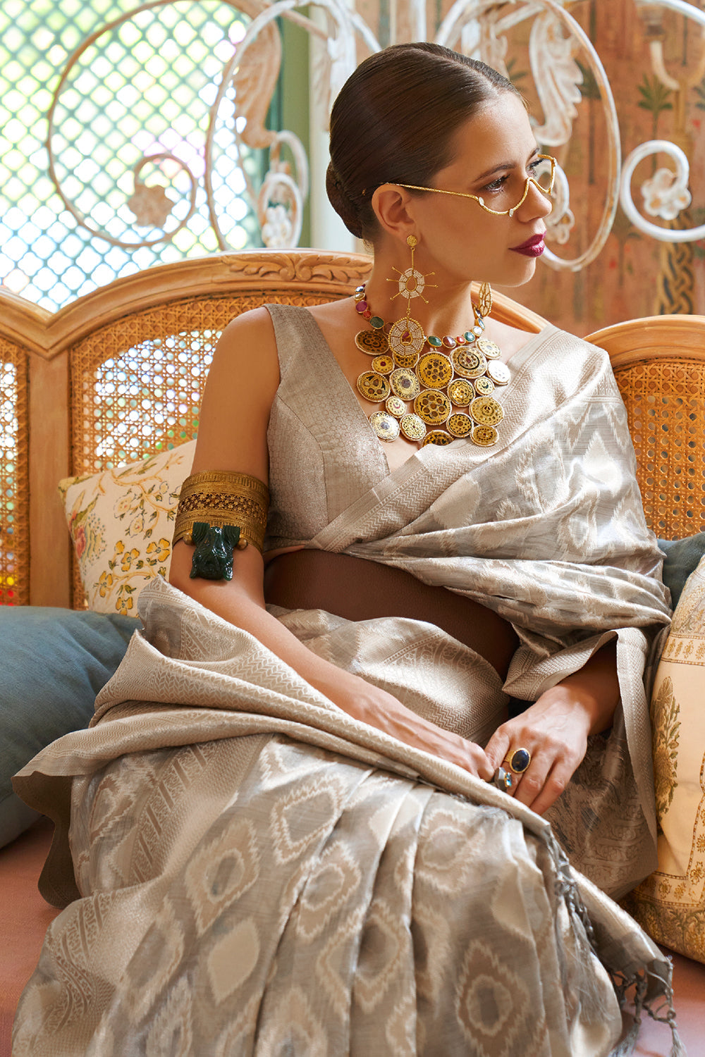 cloudy grey tissue saree 5