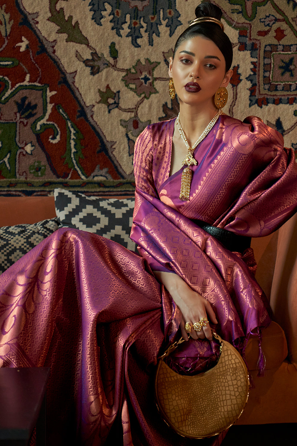 plum purple kanjivaram silk saree 4