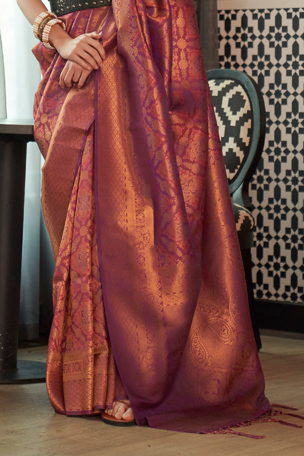 mulberry purple kanjivaram saree 4 4