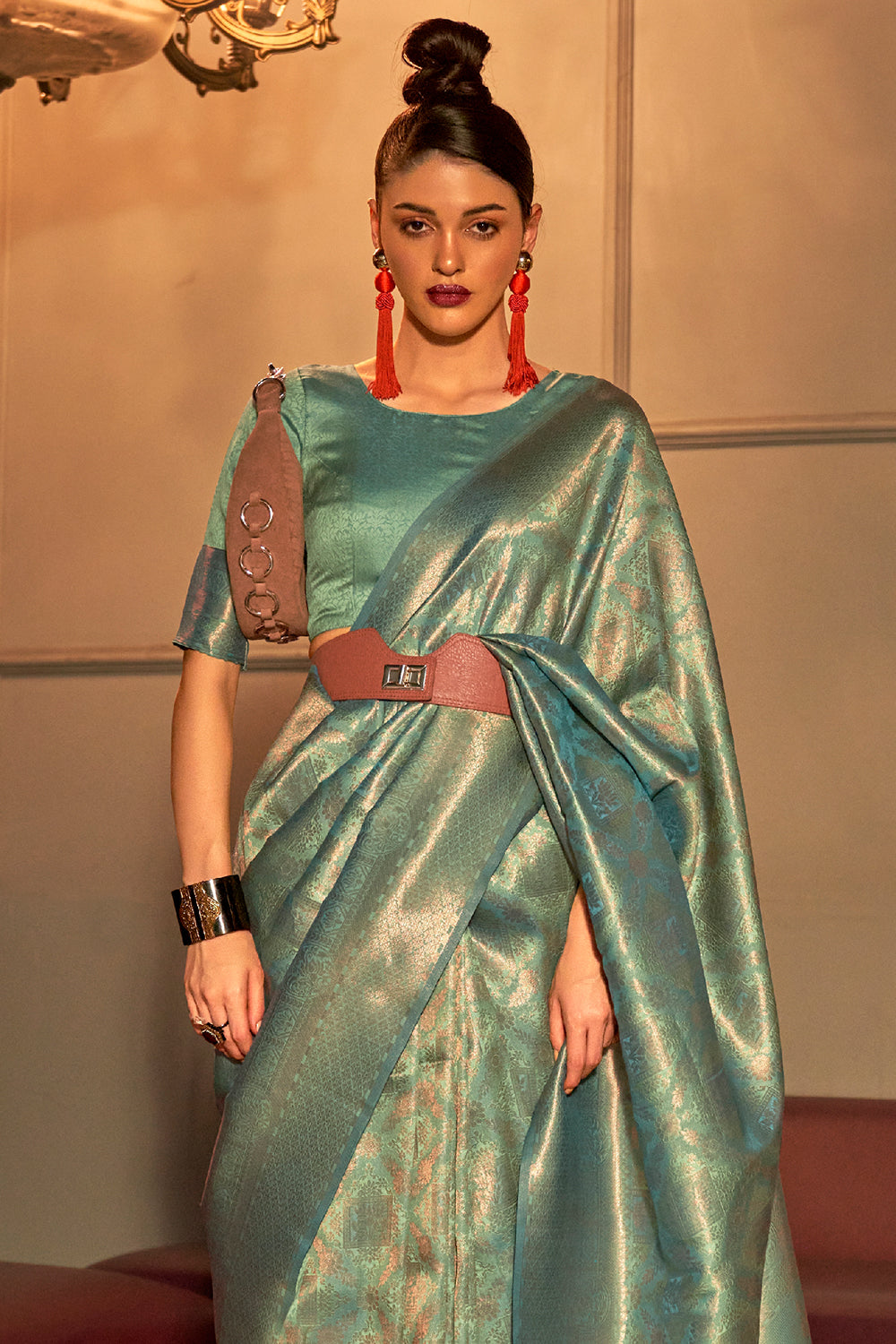 baby blue kanjivaram silk saree 2 2