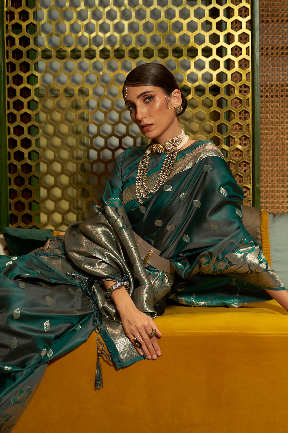 castleton green satin saree 2 3