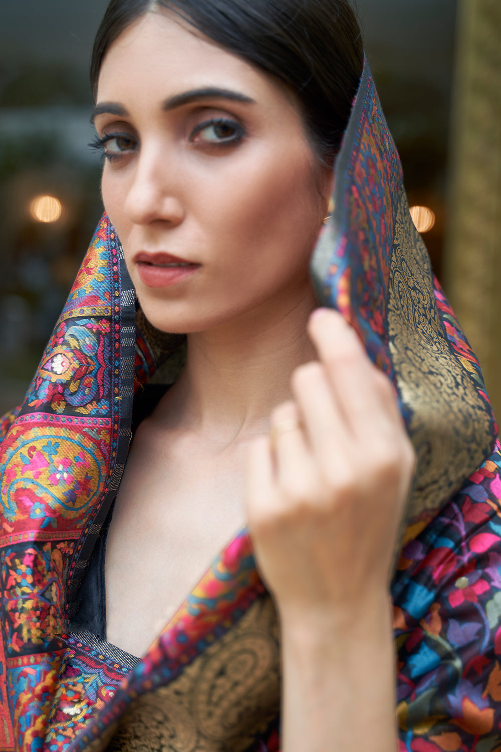 pitch black pashmina saree 4