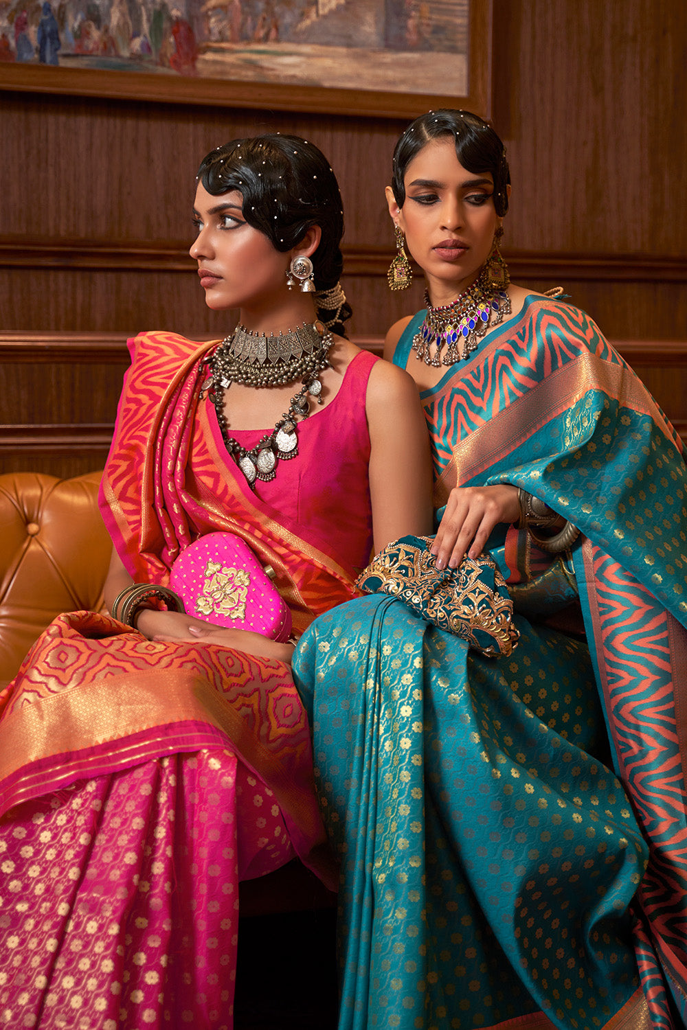 teal blue kanjivaram saree 4 4