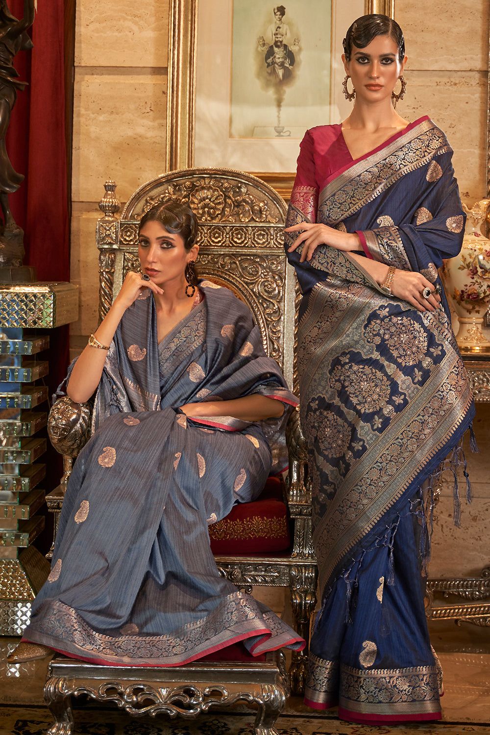trout grey silk saree 5