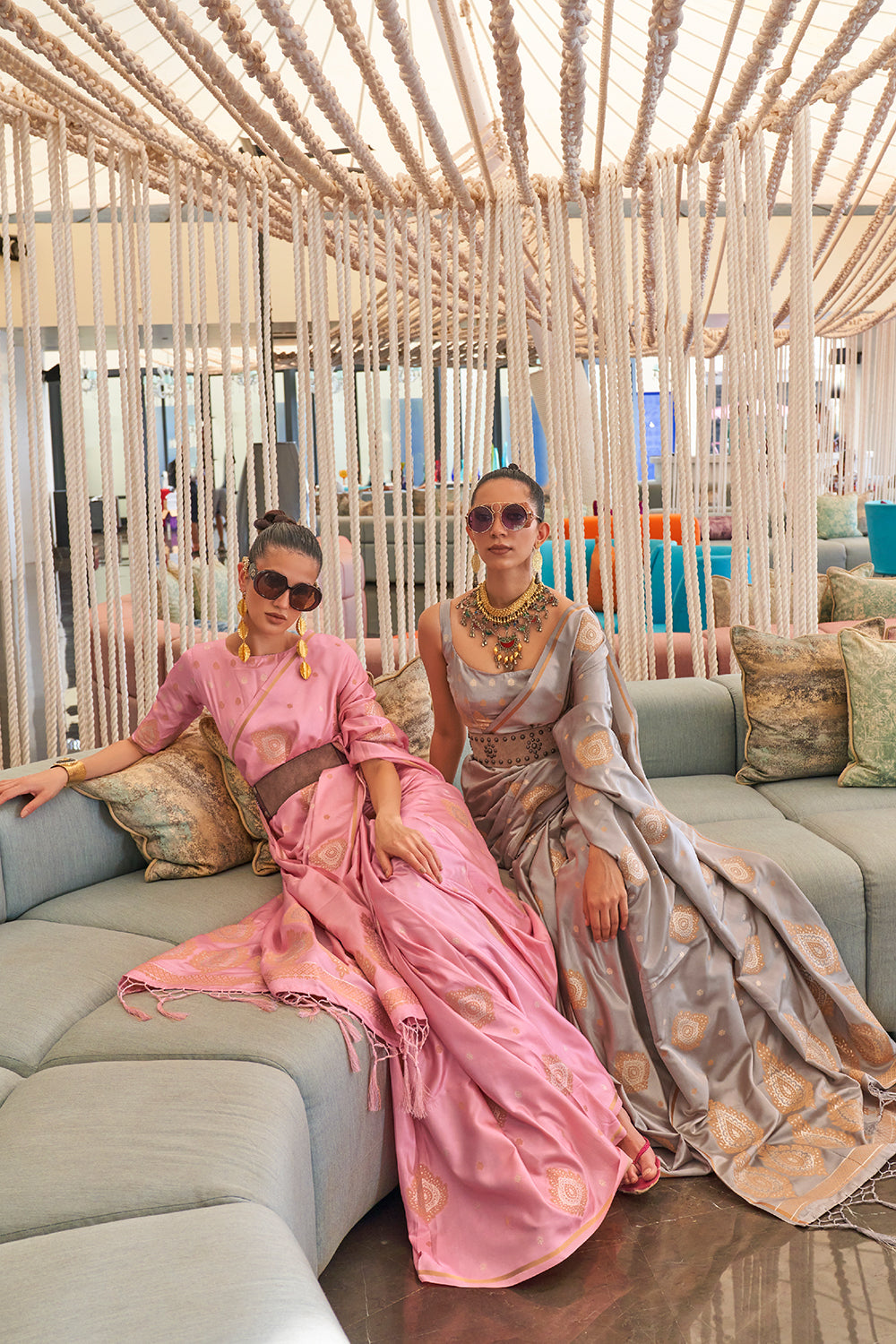 koala grey satin saree 5