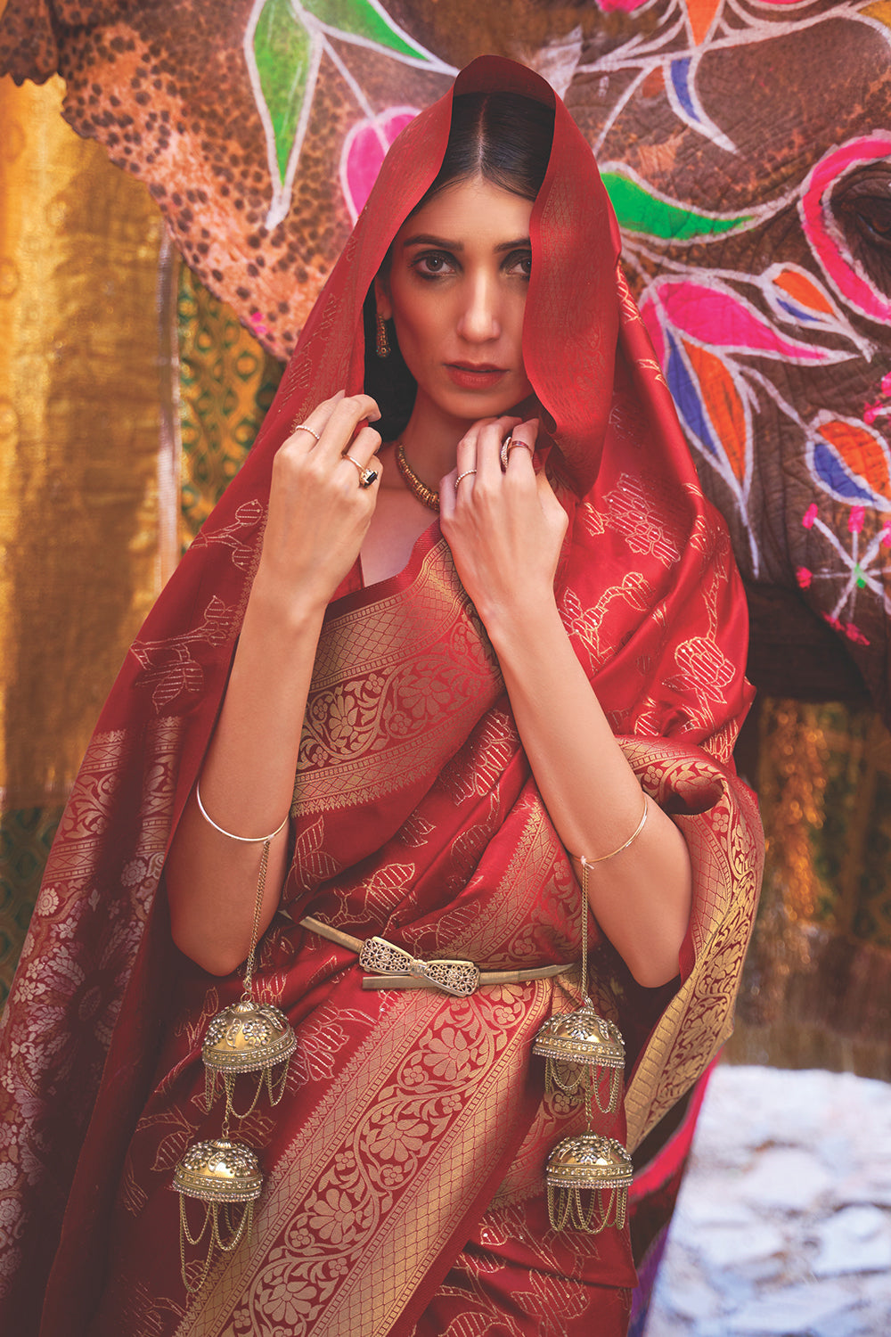 ruby red kanjivaram saree 4