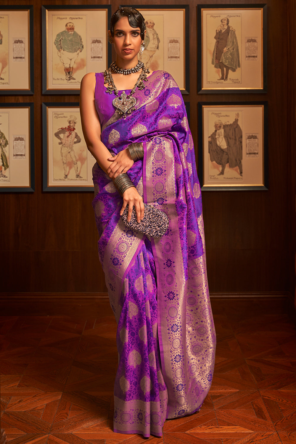 violet kanjivaram saree 4