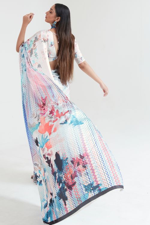 ultra white satin crepe saree 4