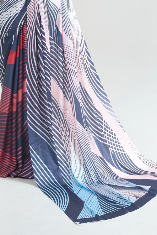 stone blue satin crepe saree 1 4