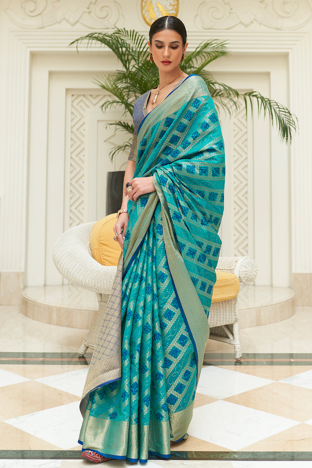 olympic blue patola saree 4