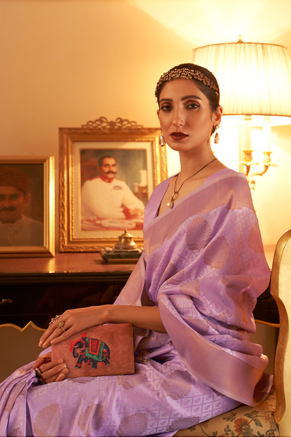 mauve purple banarasi silk saree 4