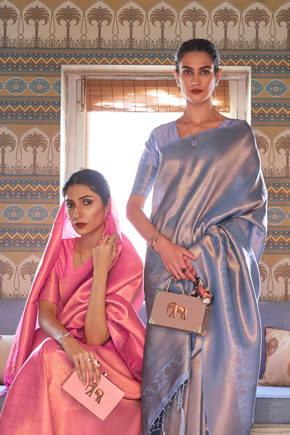 rose pink kanjivaram saree 3 4