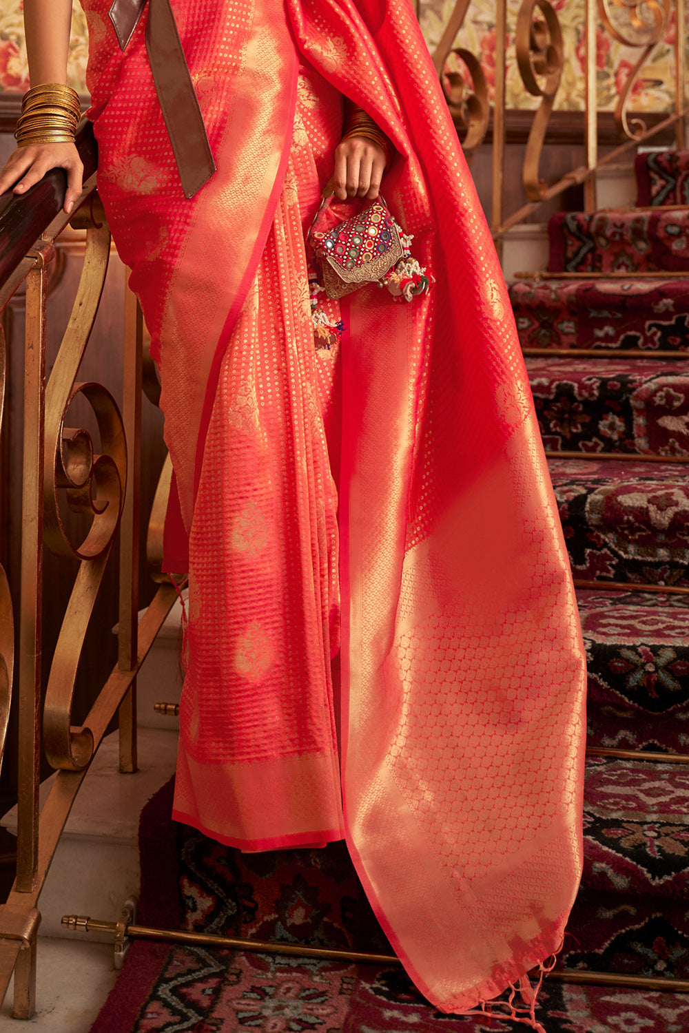 peach pink kanjivaram saree 4 4