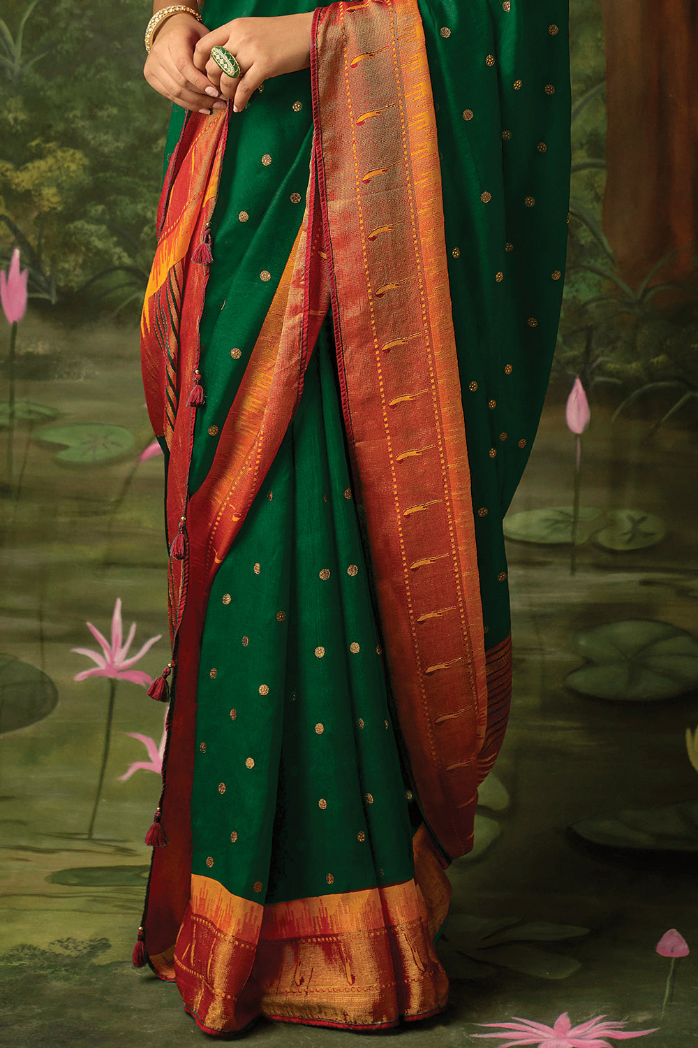 dark green paithani saree in brasso silk 3