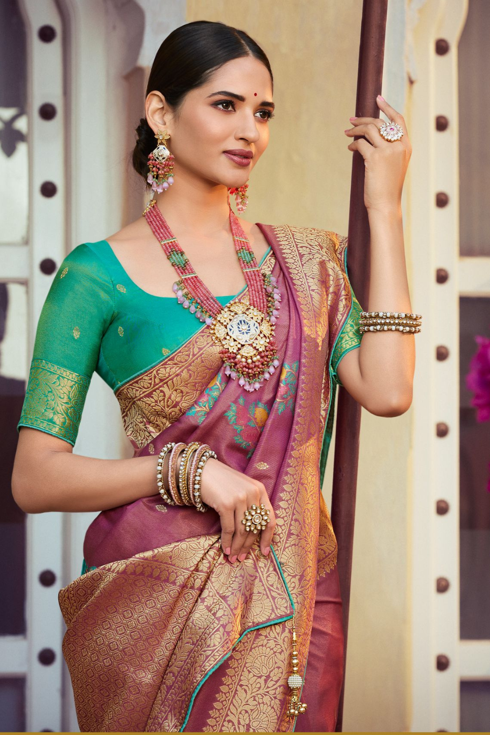 blush pink soft silk saree 2