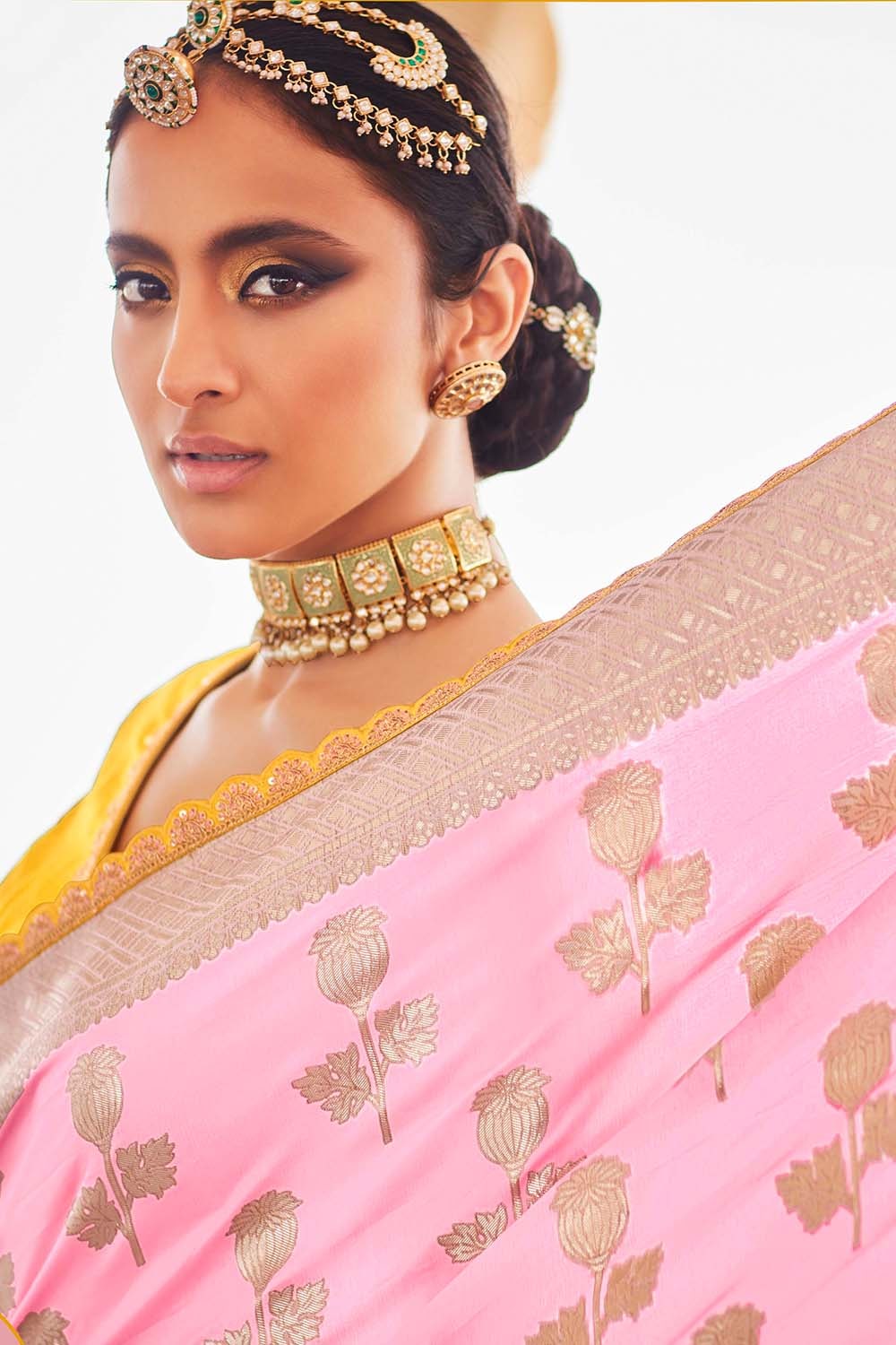 baby pink designer banarasi saree 6