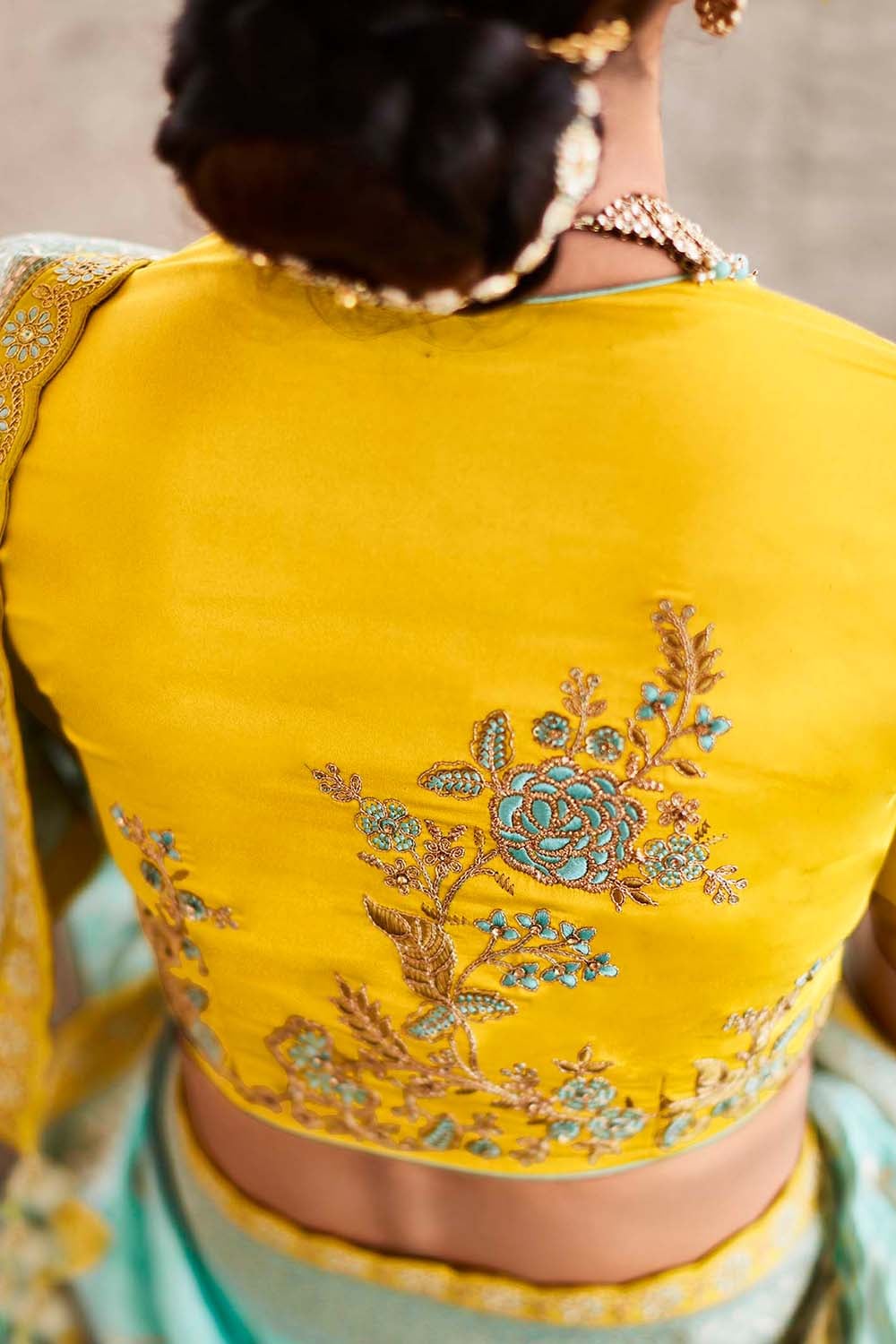 powder blue designer banrasi saree 6