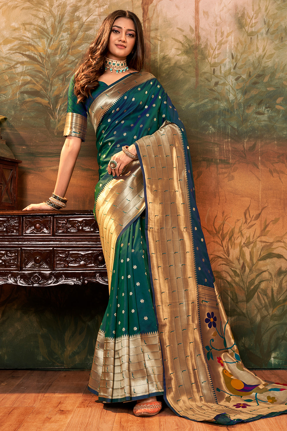 Lovely Green Paithani Silk Saree With Proficient Blouse Piece –  LajreeDesigner