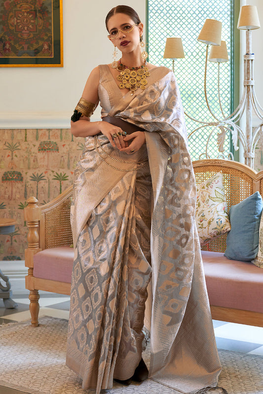 cloud grey tissue saree 3