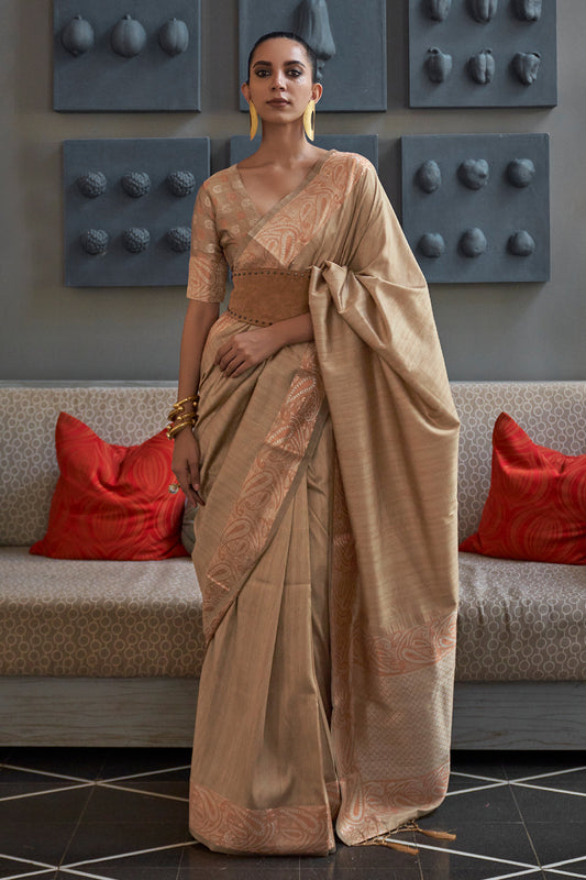 tortilla brown silk saree 2 3