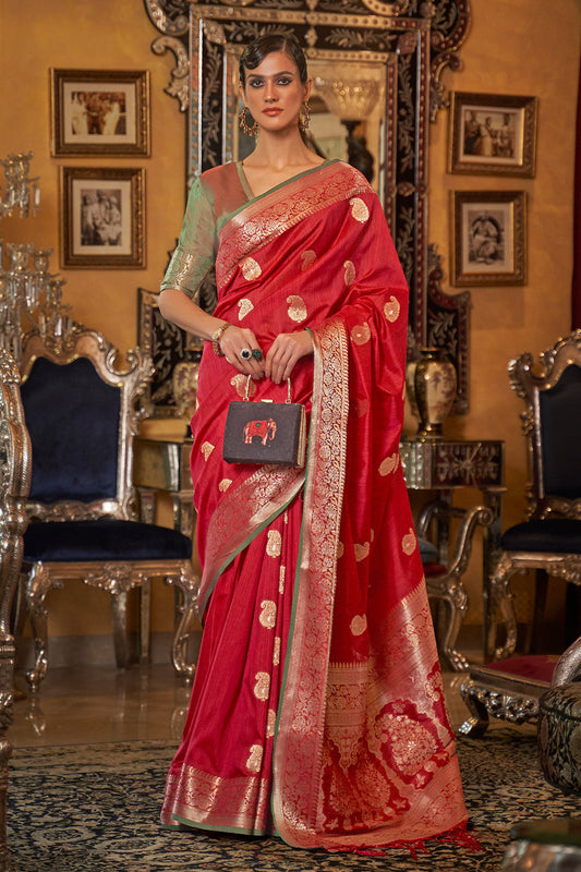 candy red silk saree 3