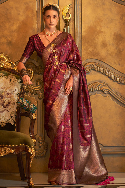 cinnamon brown satin saree 3