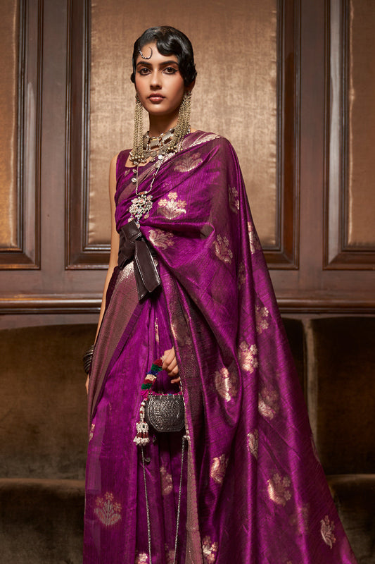 mulberry violet silk saree 1