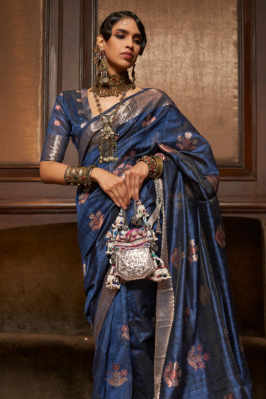 space blue silk saree 1